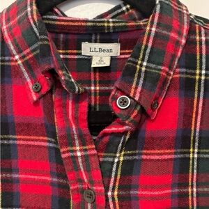 L.L.Bean Red and Green Plaid Flannel Button-Down Shirt